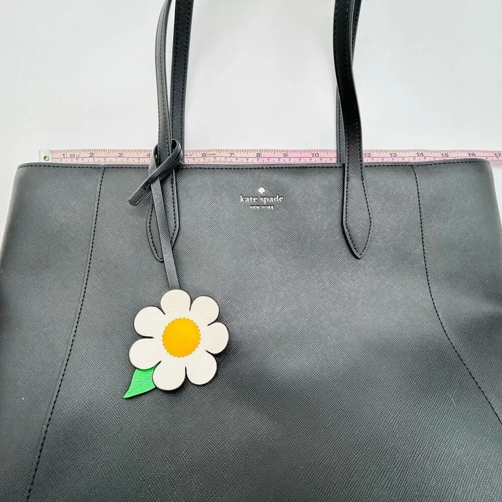 NWT Kate Spade Dana Black Saffiano Leather Tote Daisy Bag Charm MSRP $359 KG581